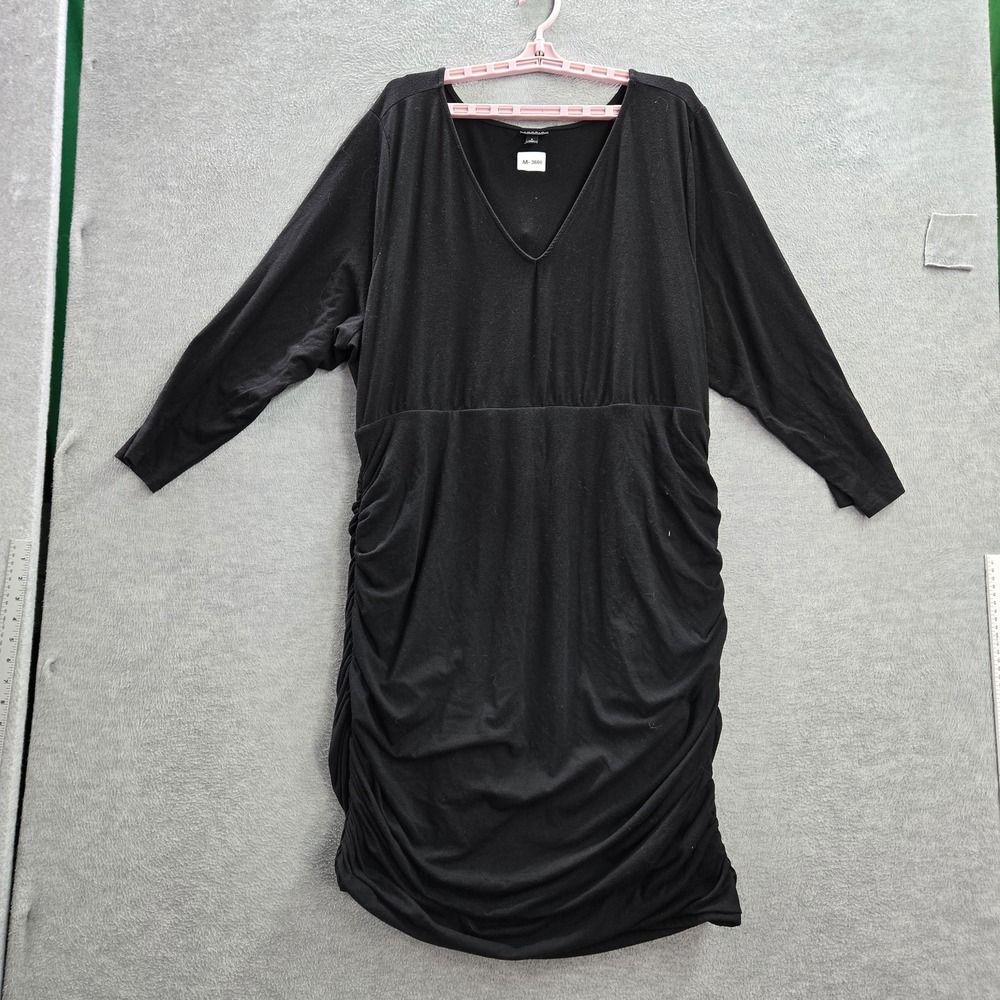 Torrid Women Dress 4 Black Shift Ruched Long Sleeve Polyester Rayon